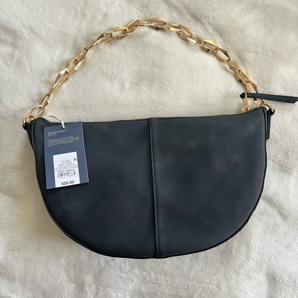 Universal Thread Black Shoulder Bag with Gold Chain Handle